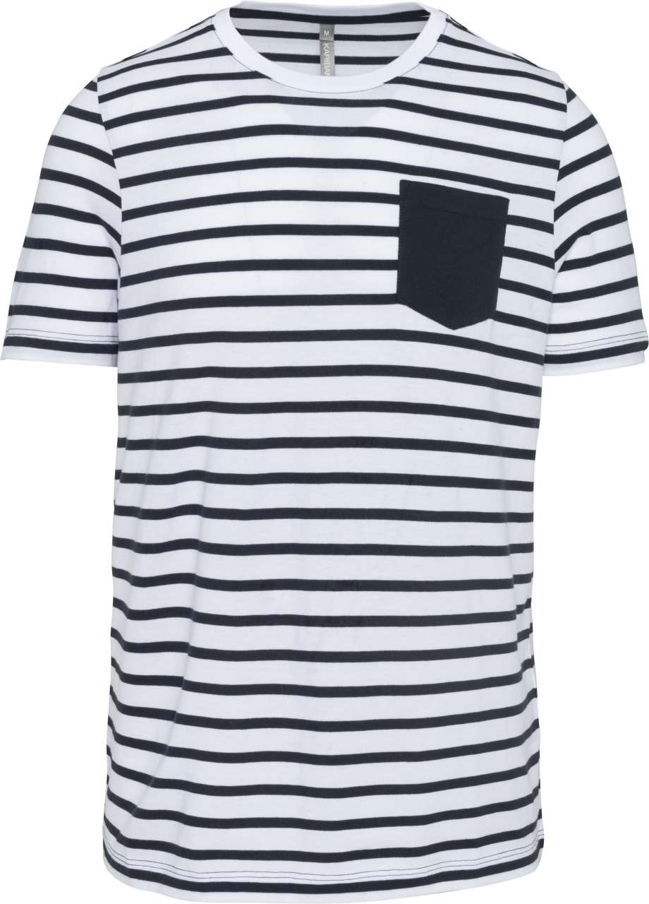 KA378 - STRIPED SHORT SLEEVE SAILOR T-SHIRT WITH POCKET