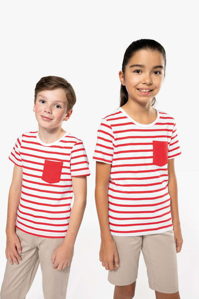 KA379 - KIDS' STRIPED SHORT SLEEVE SAILOR T-SHIRT WITH POCKET