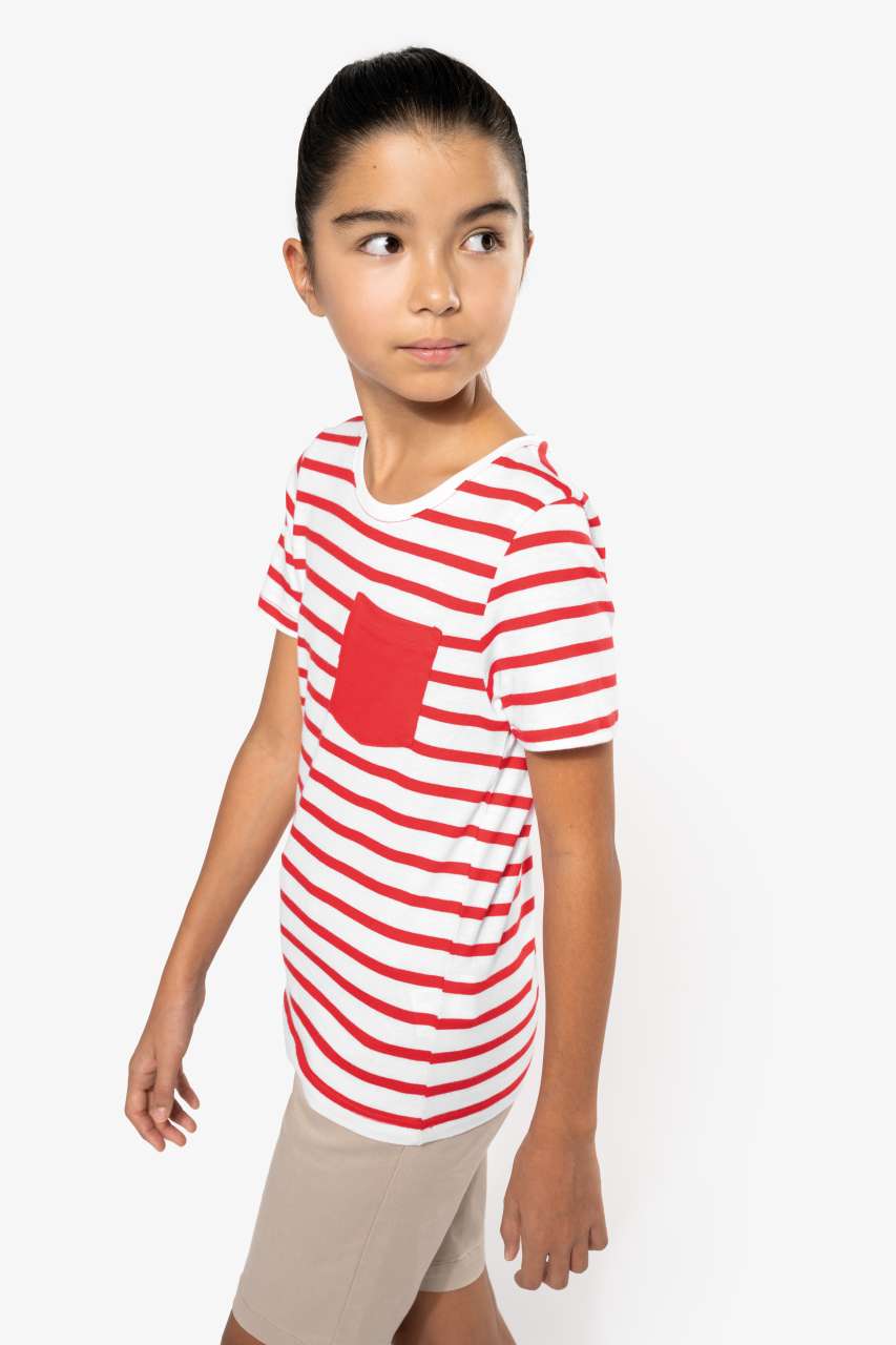KA379 - KIDS' STRIPED SHORT SLEEVE SAILOR T-SHIRT WITH POCKET