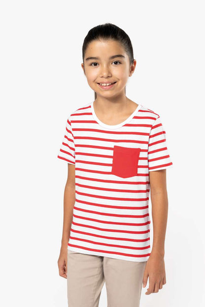 KA379 - KIDS' STRIPED SHORT SLEEVE SAILOR T-SHIRT WITH POCKET