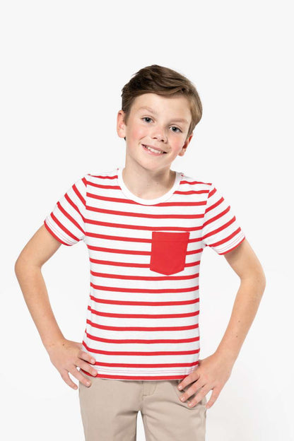 KA379 - KIDS' STRIPED SHORT SLEEVE SAILOR T-SHIRT WITH POCKET