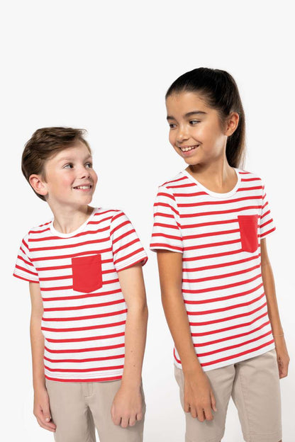 KA379 - KIDS' STRIPED SHORT SLEEVE SAILOR T-SHIRT WITH POCKET