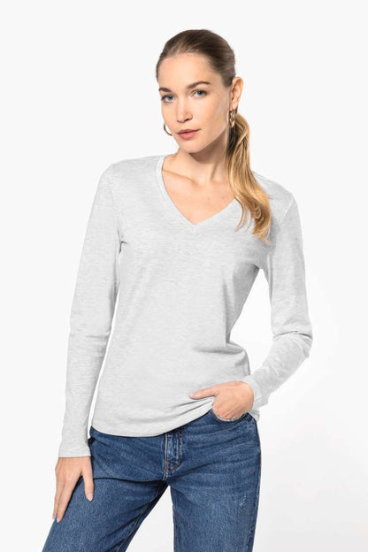 KA382 - LADIES' LONG-SLEEVED V-NECK T-SHIRT