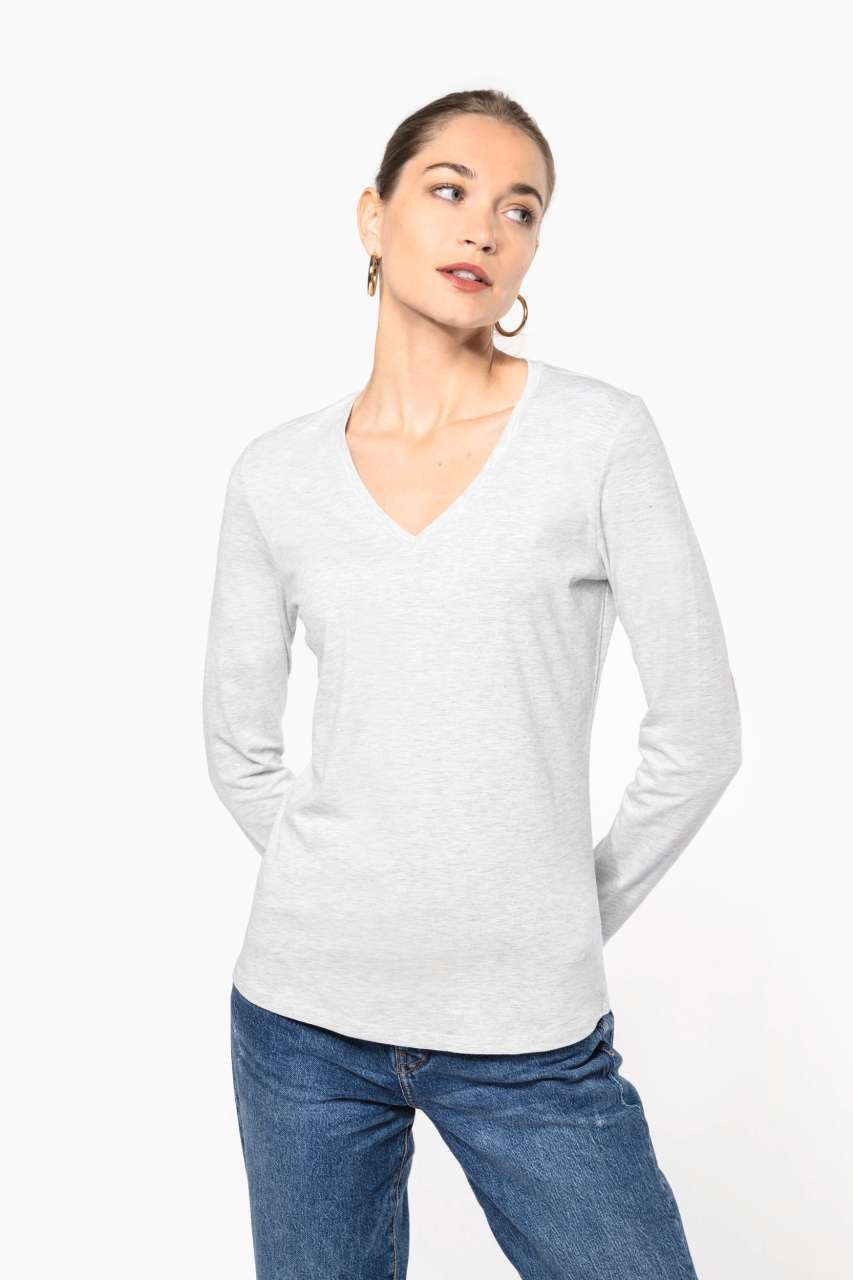 KA382 - LADIES' LONG-SLEEVED V-NECK T-SHIRT