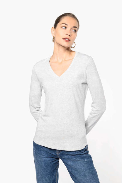 KA382 - LADIES' LONG-SLEEVED V-NECK T-SHIRT