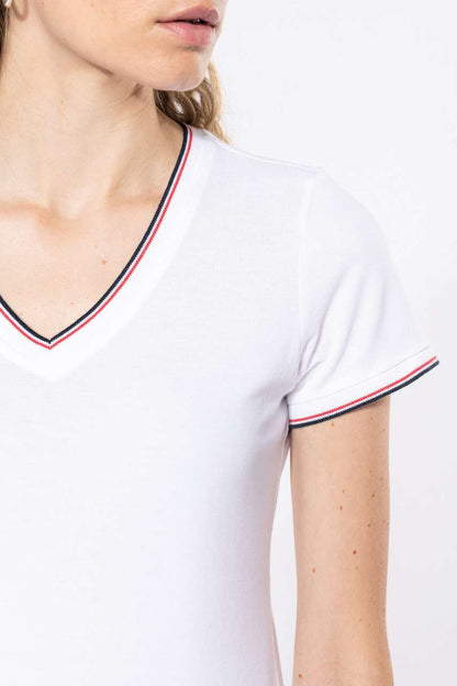 KA394 - LADIES' PIQUÉ KNIT V-NECK T-SHIRT