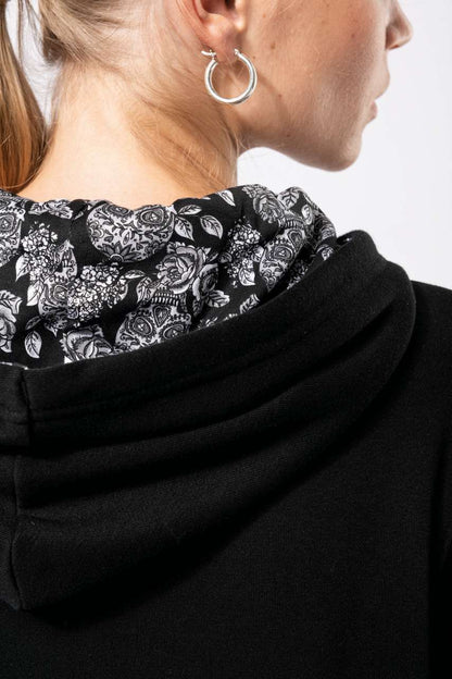 KA4013 - UNISEX CONTRAST PATTERNED HOODED SWEATSHIRT