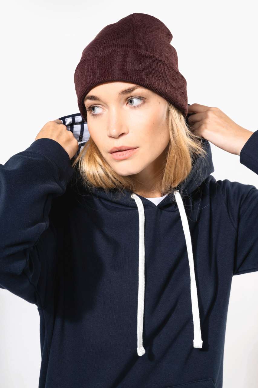 KA4013 - UNISEX CONTRAST PATTERNED HOODED SWEATSHIRT