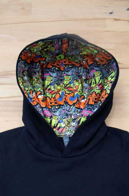 KA4014 - UNISEX KIDS CONTRAST PATTERNED HOODED SWEATSHIRT