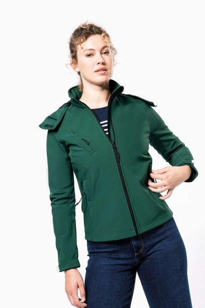 KA414 - LADIES' DETACHABLE HOODED SOFTSHELL JACKET