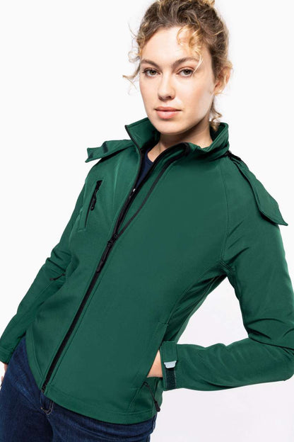 KA414 - LADIES' DETACHABLE HOODED SOFTSHELL JACKET