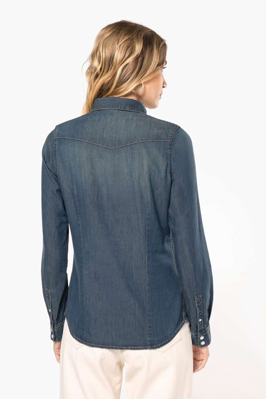 KA518 - LADIES' LONG-SLEEVED DENIM SHIRT