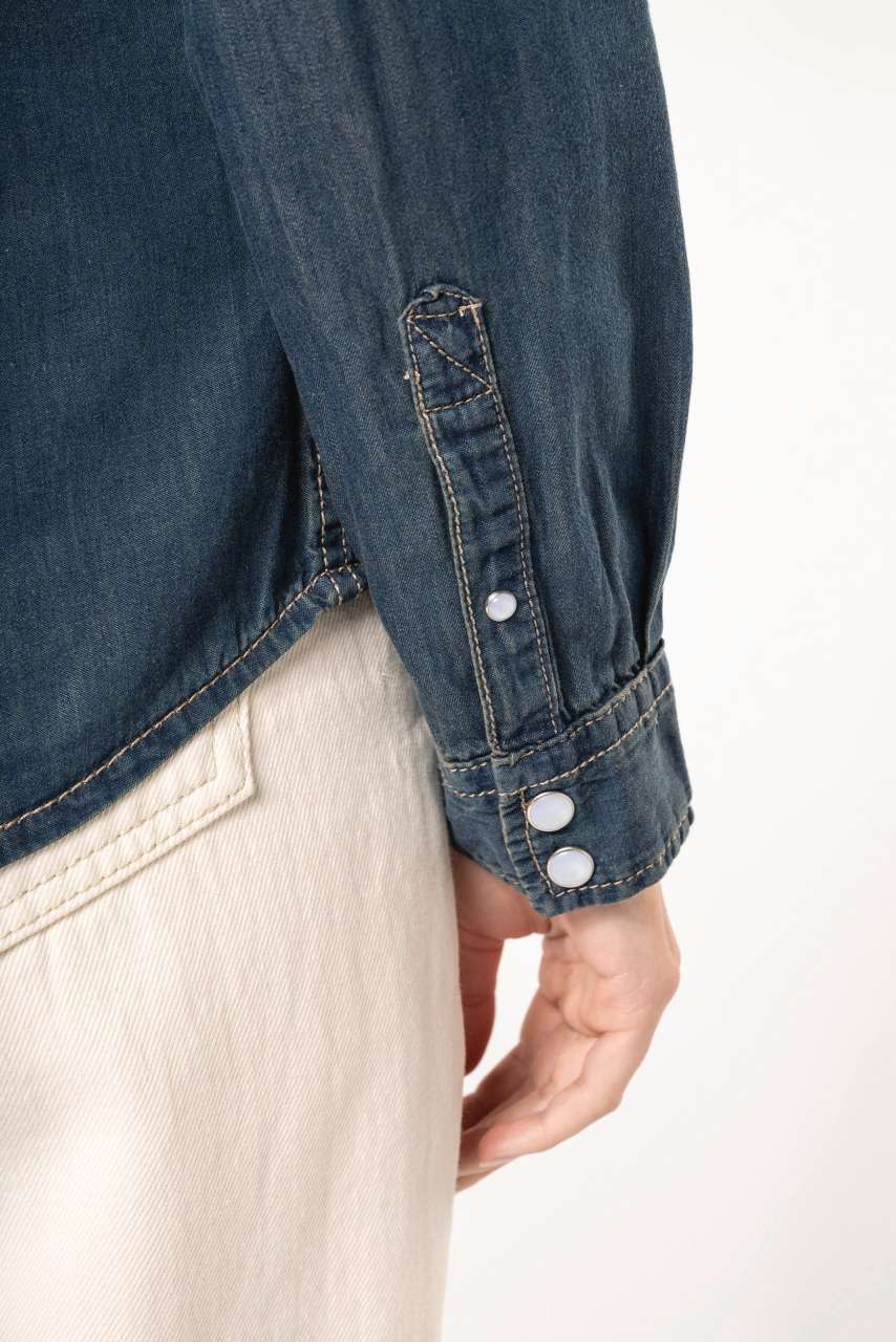 KA518 - LADIES' LONG-SLEEVED DENIM SHIRT