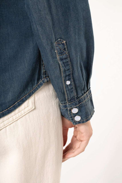 KA518 - LADIES' LONG-SLEEVED DENIM SHIRT