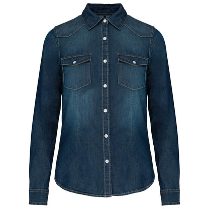 KA518 - LADIES' LONG-SLEEVED DENIM SHIRT