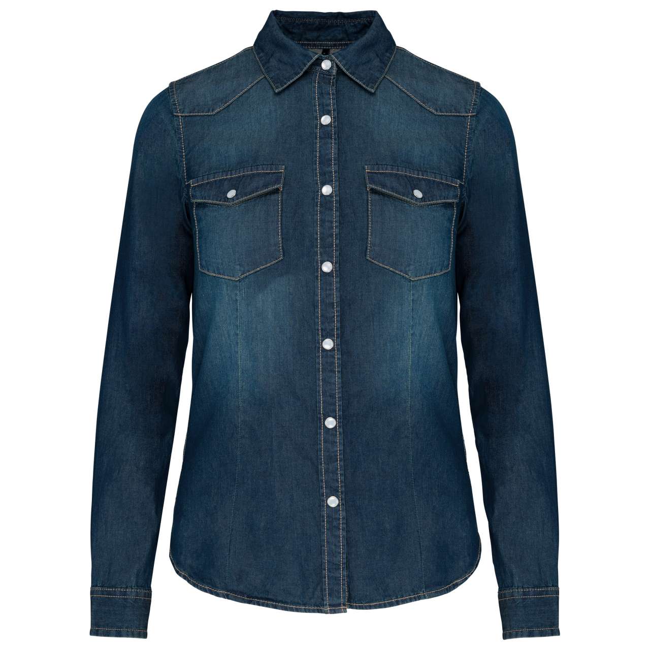 KA518 - LADIES' LONG-SLEEVED DENIM SHIRT