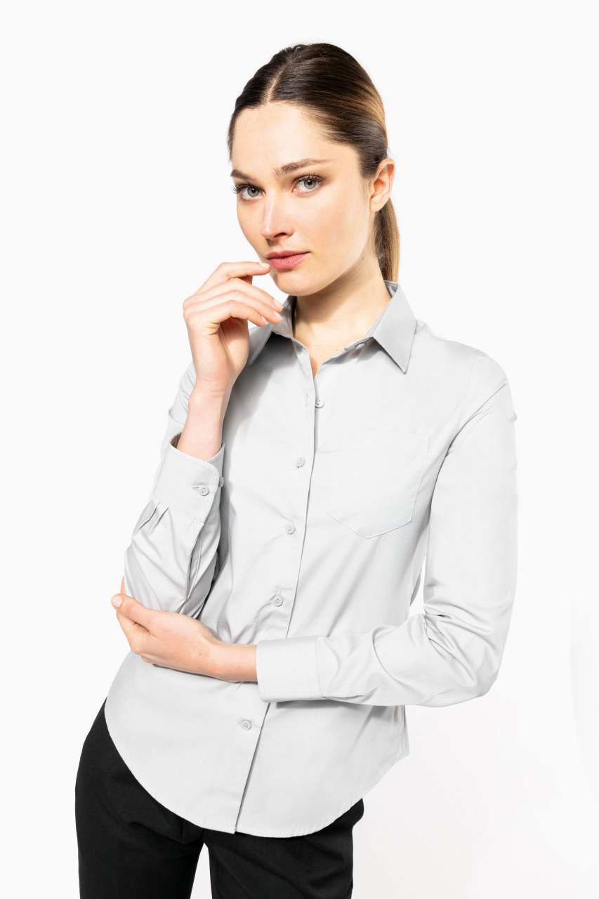 KA542 - LADIES' LONG-SLEEVED COTTON POPLIN SHIRT