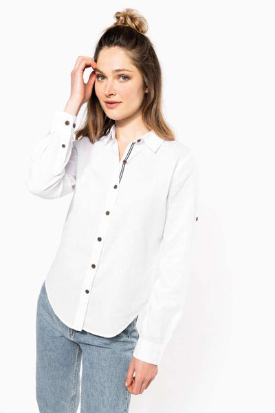 KA589 - LADIES' LONG SLEEVE LINEN AND COTTON SHIRT