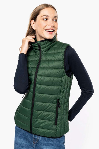 KA6114 - LADIES' LIGHTWEIGHT SLEEVELESS FAKE DOWN JACKET