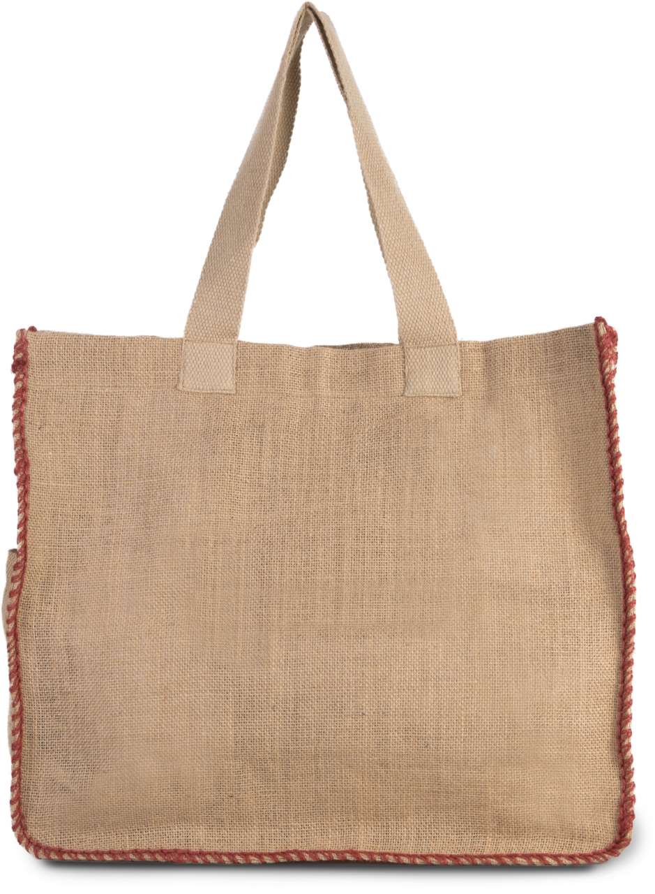 KI0248 - JUTE BAG WITH CONTRAST STITCHING