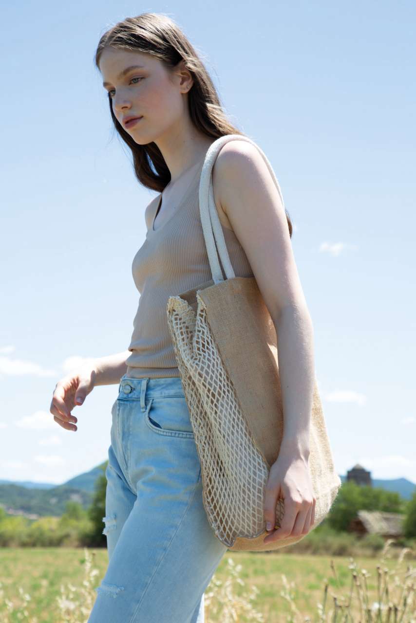 KI0281 - SHOPPING BAG WITH MESH GUSSET