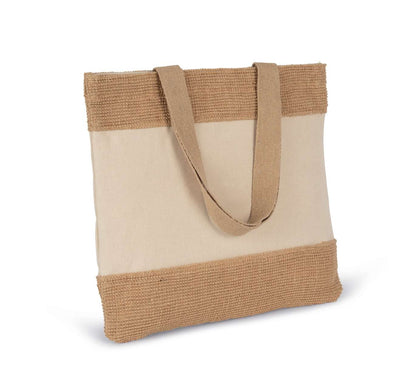 KI0294 - SHOPPING BAG IN COTTON AND WOVEN JUTE THREADS
