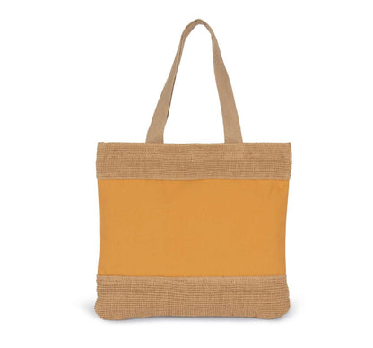 KI0294 - SHOPPING BAG IN COTTON AND WOVEN JUTE THREADS