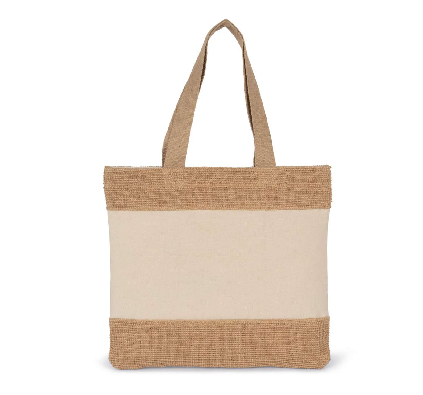 KI0294 - SHOPPING BAG IN COTTON AND WOVEN JUTE THREADS
