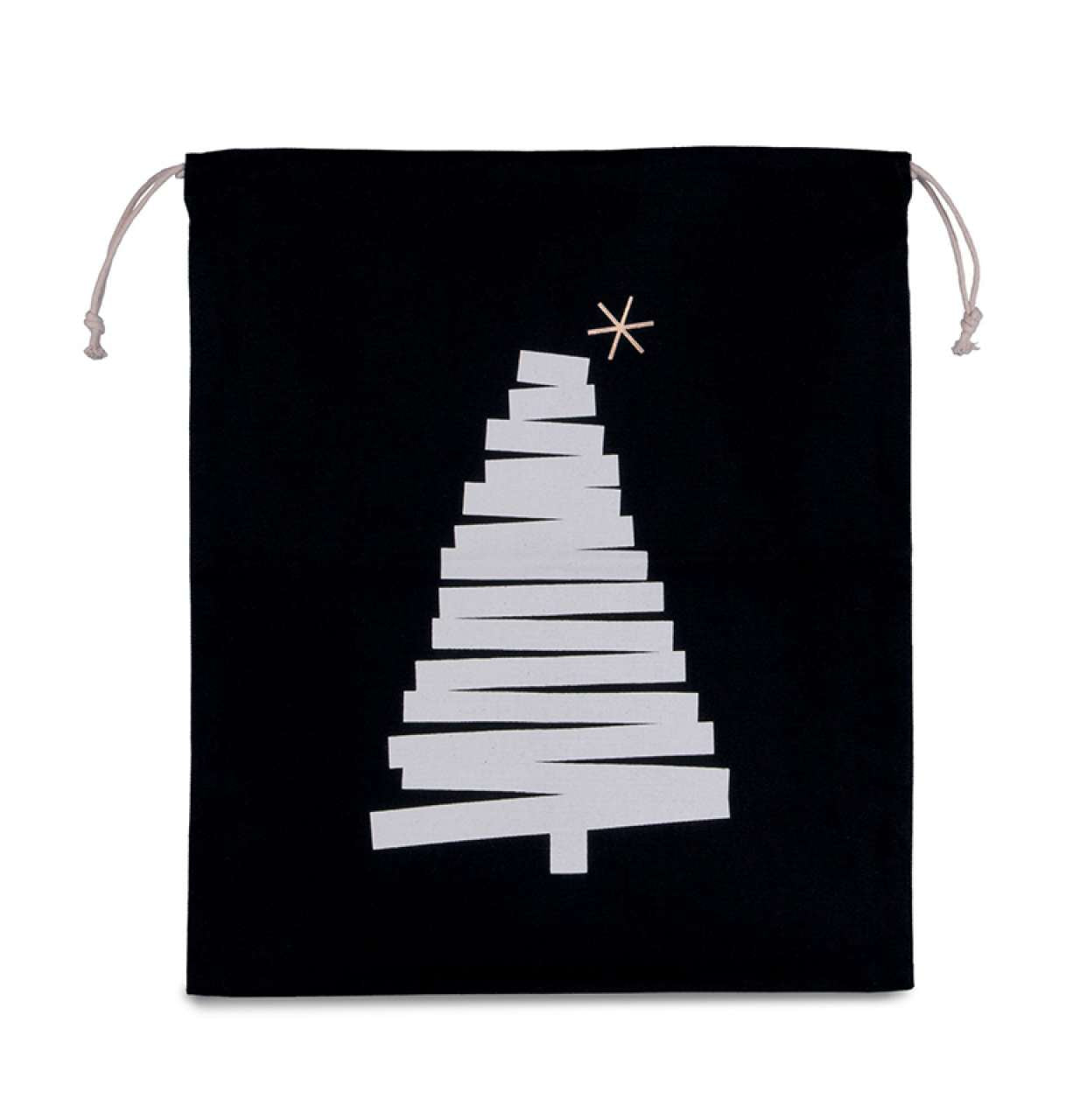 KI0746 - COTTON BAG WITH CHRISTMAS TREE DESIGN AND DRAWCORD CLOSURE