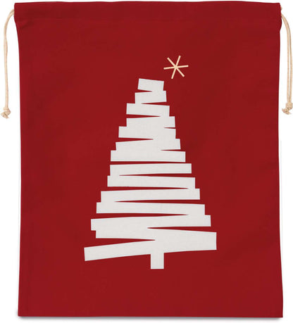 KI0746 - COTTON BAG WITH CHRISTMAS TREE DESIGN AND DRAWCORD CLOSURE
