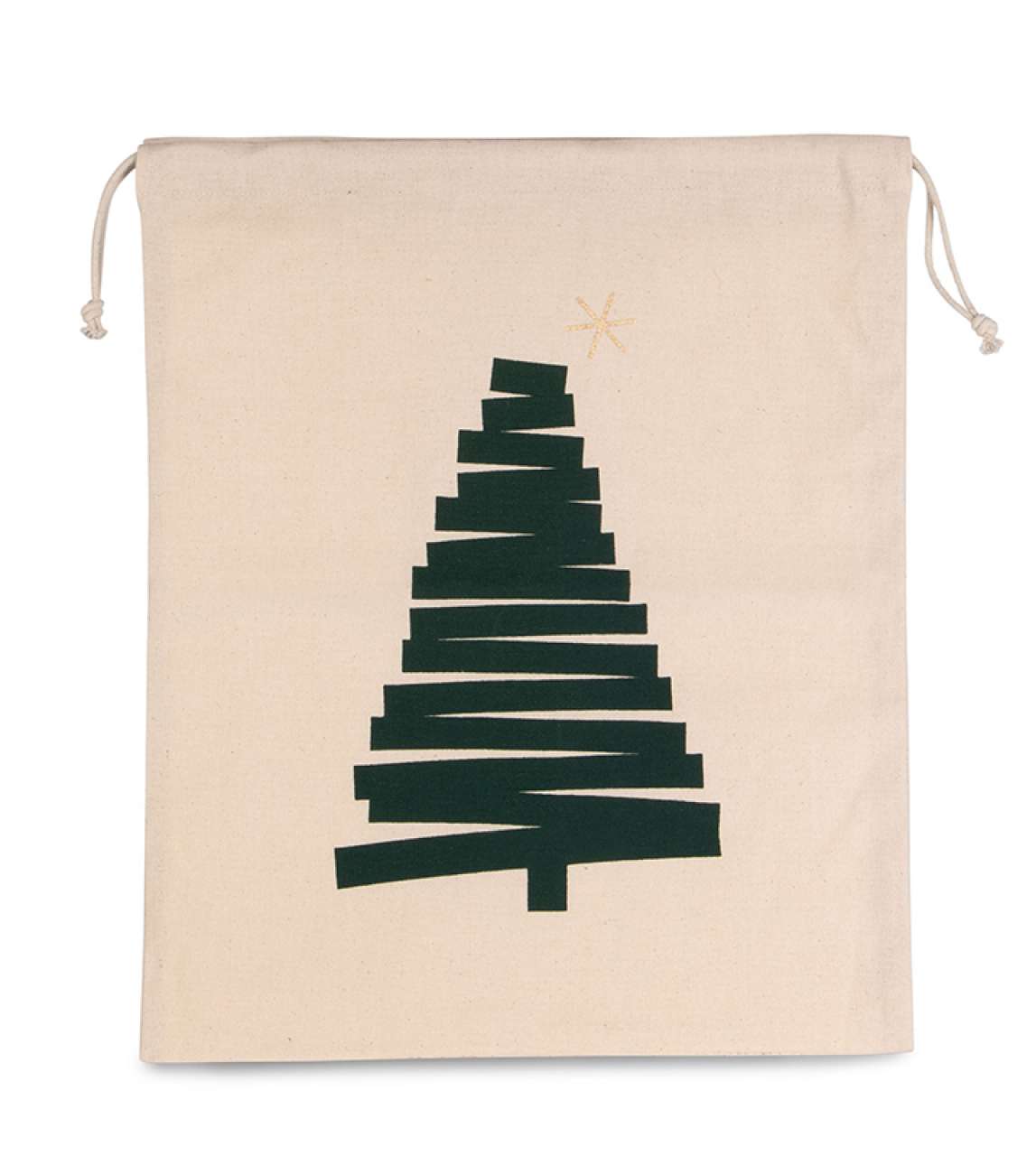 KI0746 - COTTON BAG WITH CHRISTMAS TREE DESIGN AND DRAWCORD CLOSURE
