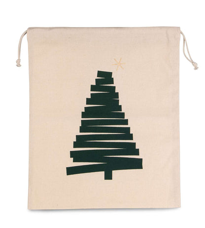 KI0746 - COTTON BAG WITH CHRISTMAS TREE DESIGN AND DRAWCORD CLOSURE