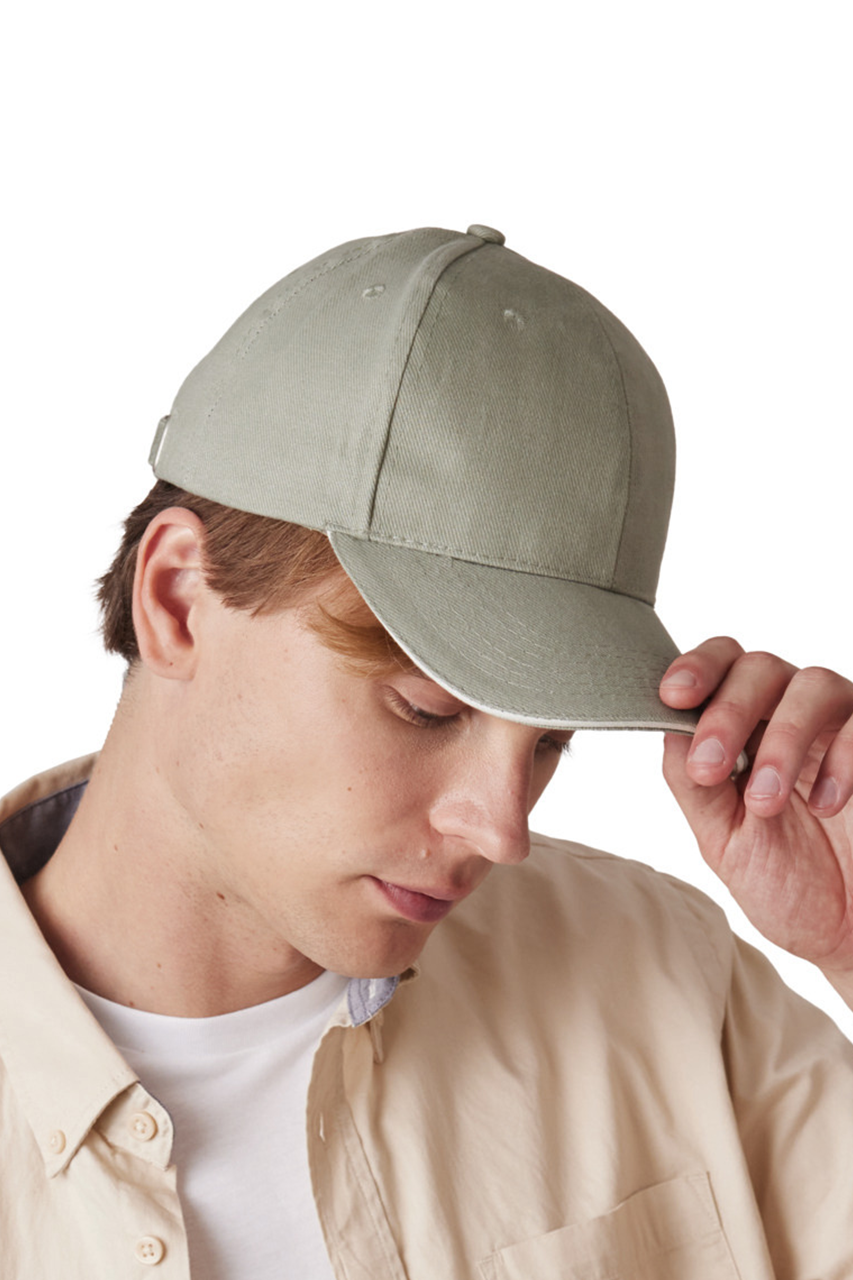 KP198 - CAP IN ORGANIC COTTON WITH CONTRASTING SANDWICH PEAK - 6 PANELS