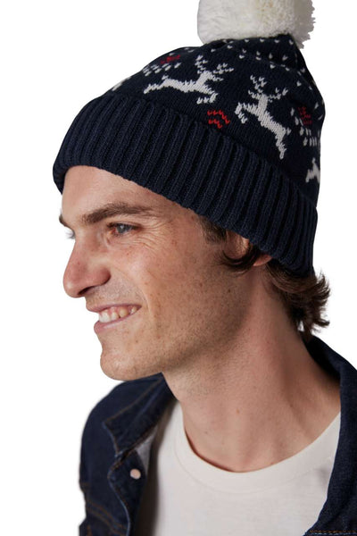 KP512 - WINTER BEANIE WITH REINDEER DESIGN
