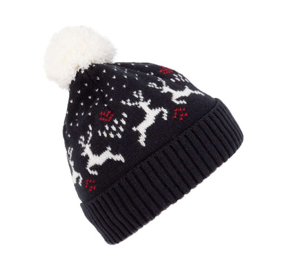 KP512 - WINTER BEANIE WITH REINDEER DESIGN