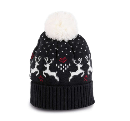 KP512 - WINTER BEANIE WITH REINDEER DESIGN
