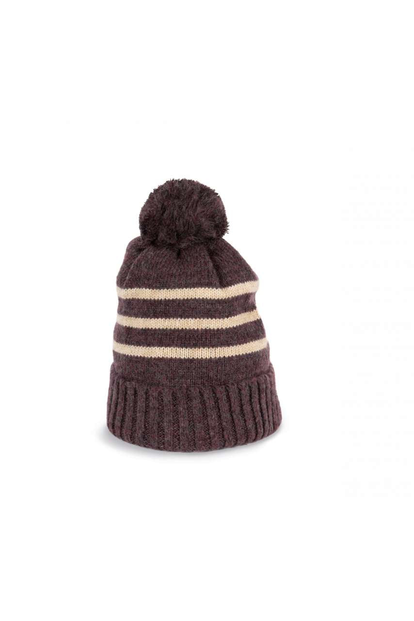 KP556 - KNITTED STRIPED BEANIE IN RECYCLED YARN