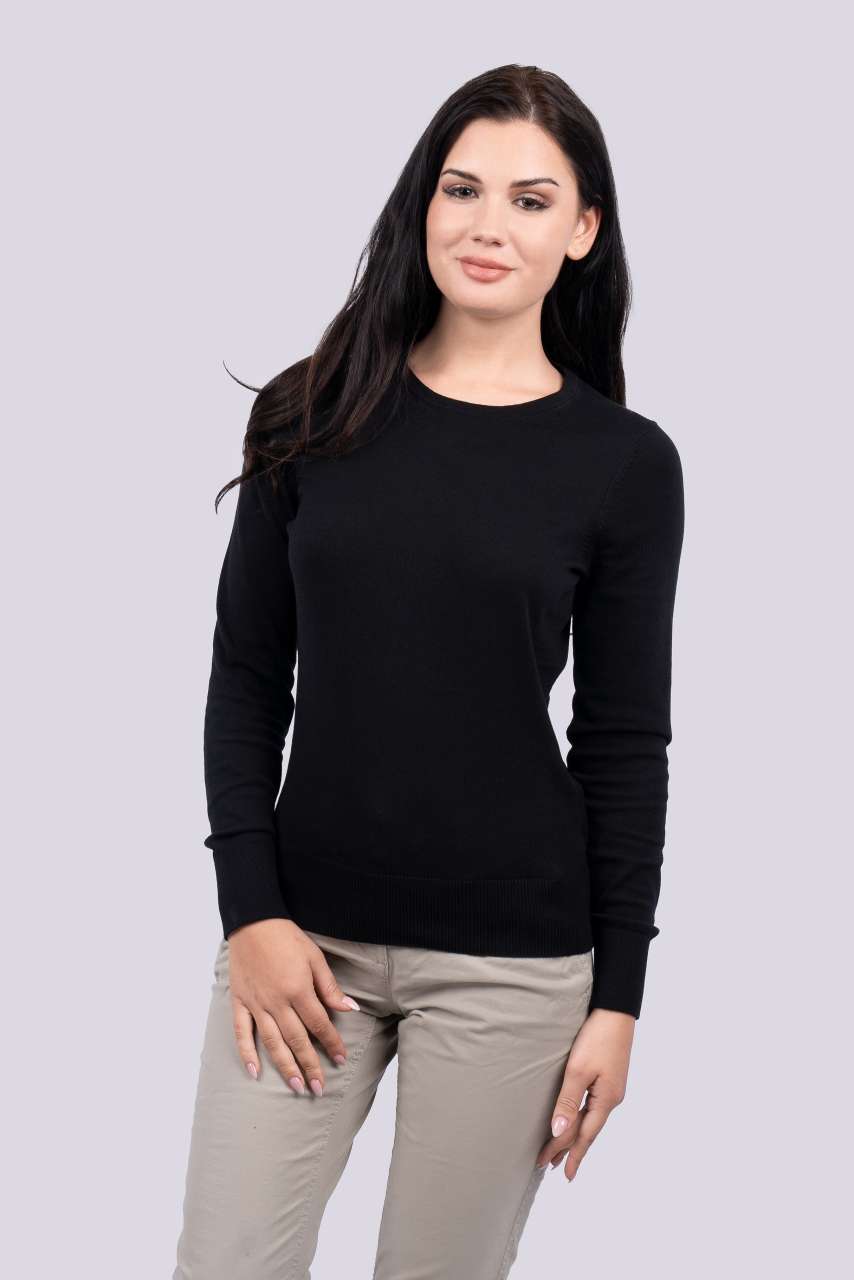 LE901 - WOMEN’S CREW NECK FINE GAUGE COTTON PULLOVER