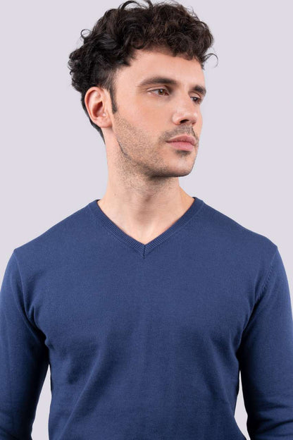 LE950 - MEN’S V-NECK FINE GAUGE COTTON PULLOVER