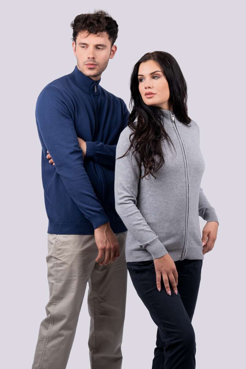 LE970 - MEN’S FULL ZIP CARDIGAN FINE GAUGE COTTON