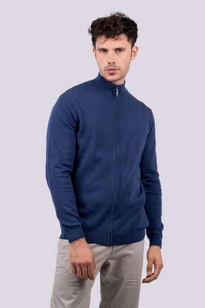 LE970 - MEN’S FULL ZIP CARDIGAN FINE GAUGE COTTON