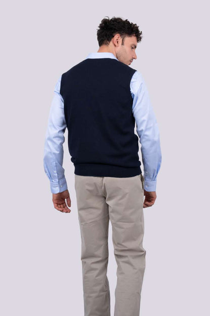 LE980 - MEN’S V-NECK SLEEVELESS PULLOVER FINE GAUGE COTTON