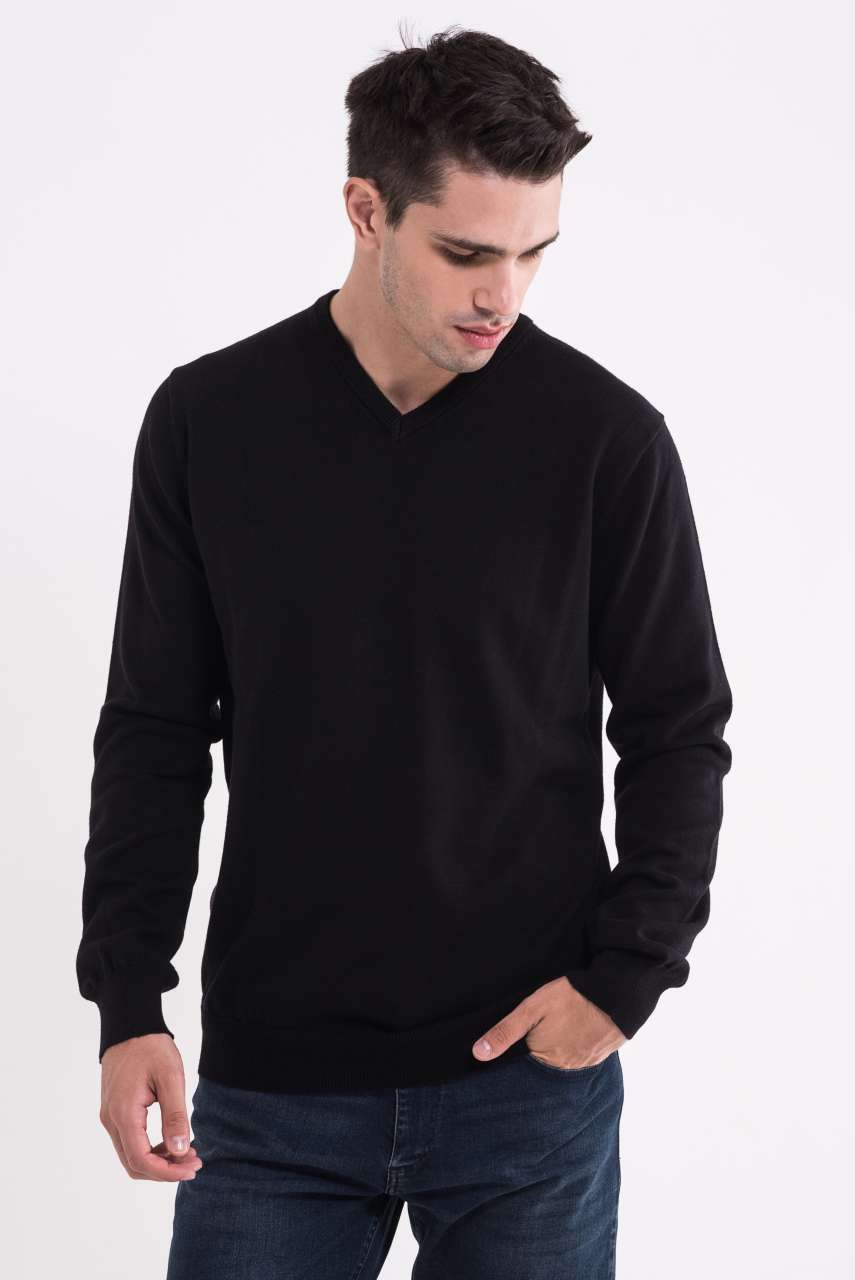 LW9133 - MEN’S V-NECK FINE GAUGE COTTON PULLOVER