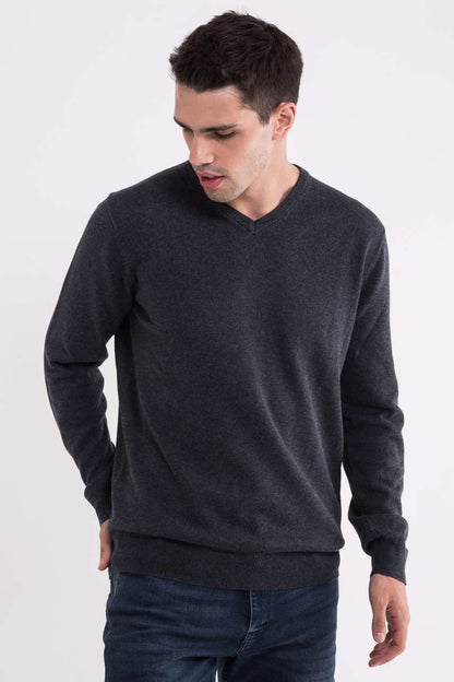 LW9133 - MEN’S V-NECK FINE GAUGE COTTON PULLOVER