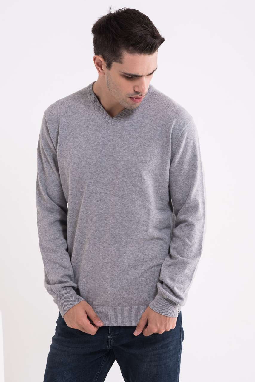 LW9133 - MEN’S V-NECK FINE GAUGE COTTON PULLOVER