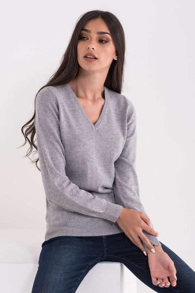 LWL9133 - LADIES’ V-NECK FINE GAUGE COTTON PULLOVER