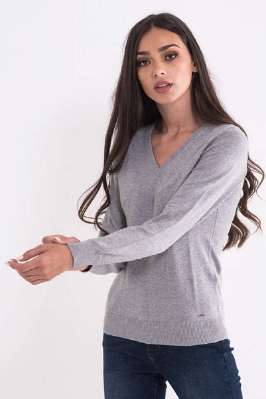 LWL9133 - LADIES’ V-NECK FINE GAUGE COTTON PULLOVER
