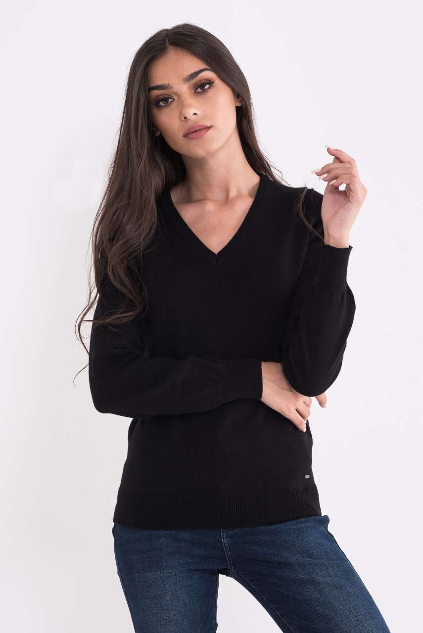 LWL9133 - LADIES’ V-NECK FINE GAUGE COTTON PULLOVER