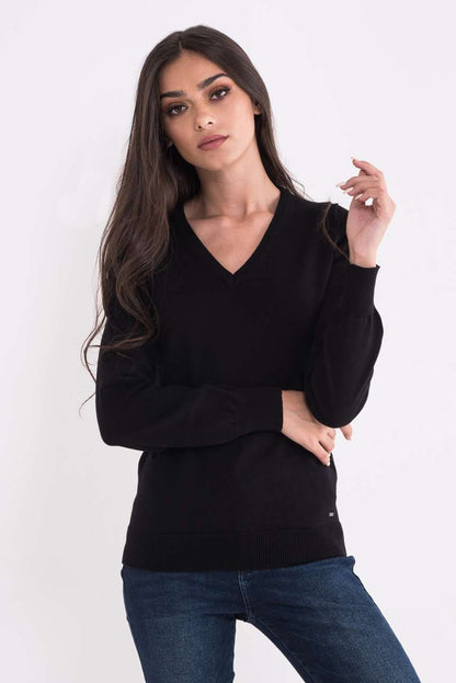 LWL9133 - LADIES’ V-NECK FINE GAUGE COTTON PULLOVER