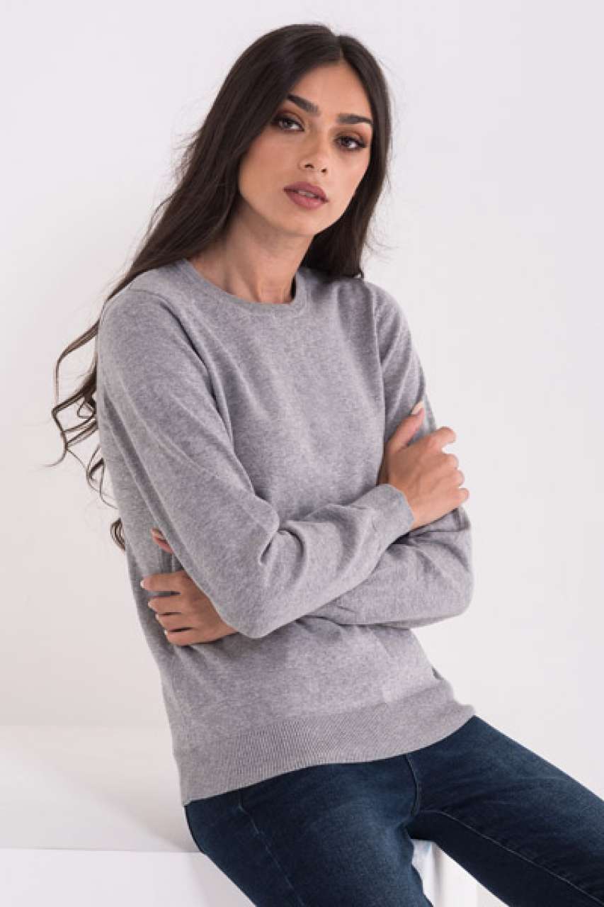 LWL9188 - LADIES’ CREW NECK FINE GAUGE COTTON PULLOVER